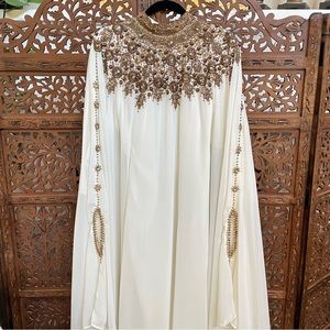BRAND NEW White and Bronzy Gold Kaftan